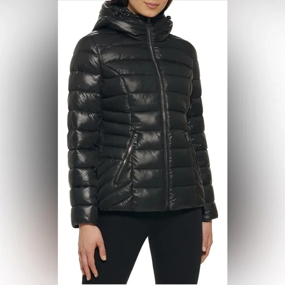 GUESS Women's Mid-Weight Hooded Balck Jacket Size 1X NWT - Picture 4 of 16